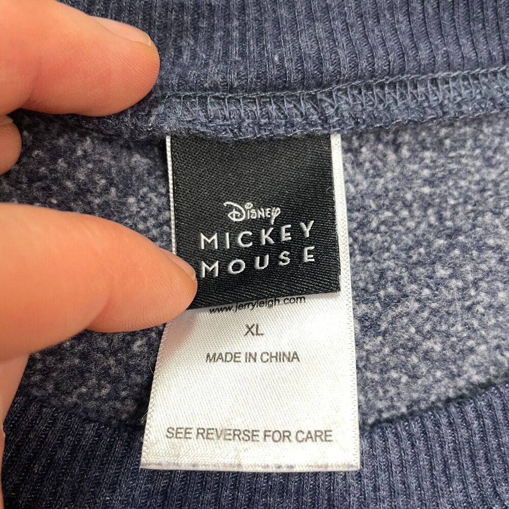 Disney Mickey Mouse Graphic Pullover Sweatshirt Mens XL Blue Crew Neck Casual - Picture 3 of 12